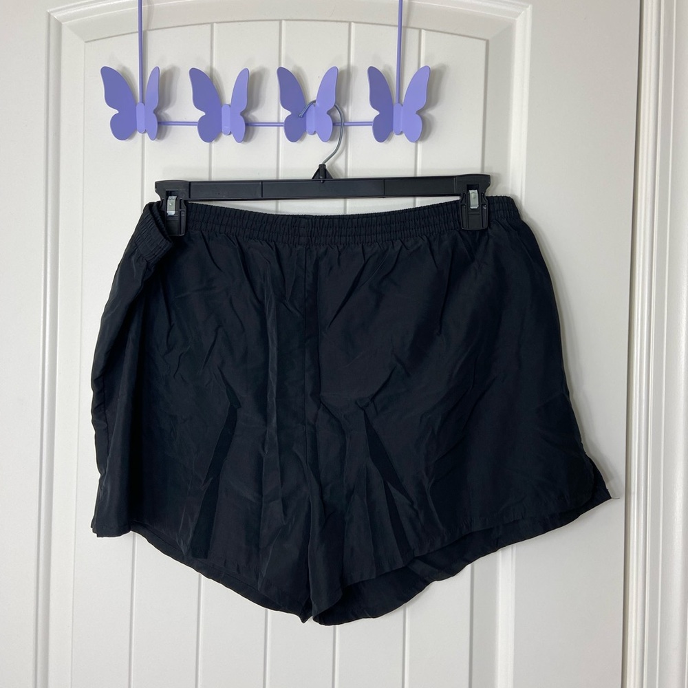 Pro spirit women’s solid black elastic waist lined athletic activewear shorts XL
